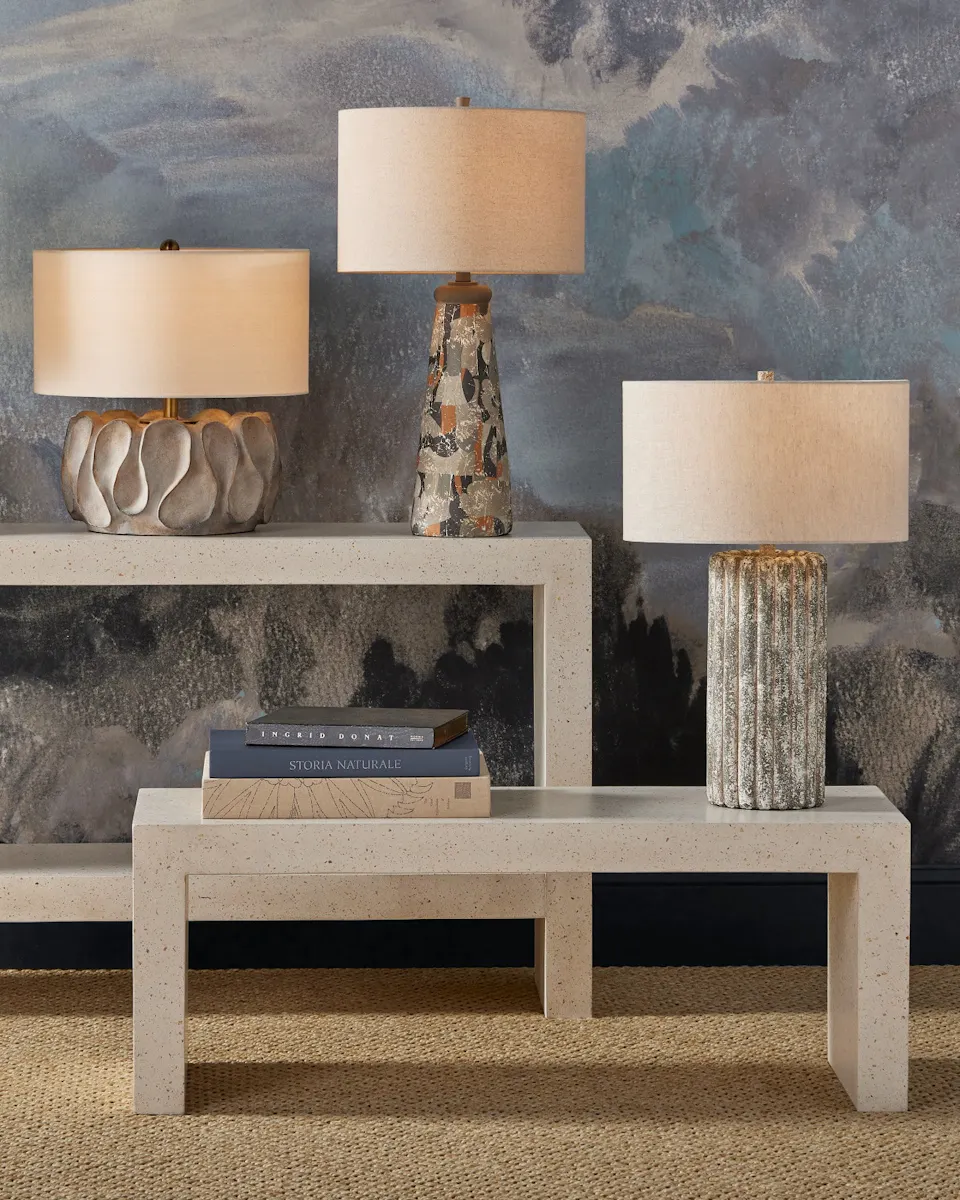Currey and Company 2000-0040 Carson Ivory Terrazzo Bench Currey and Company 2000-0040 Carson Ivory Terrazzo Bench
