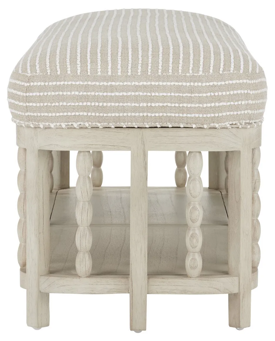 Currey and Company 7000-0672 Norene Gray Bench Demetria Parchment Currey and Company 7000-0672 Norene Gray Bench Demetria Parchment