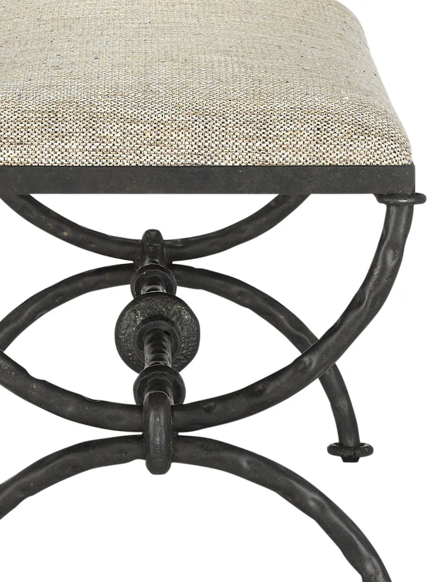Currey and Company 7000-0802 Agora Bronze Bench Calcutta Peppercorn Currey and Company 7000-0802 Agora Bronze Bench Calcutta Peppercorn