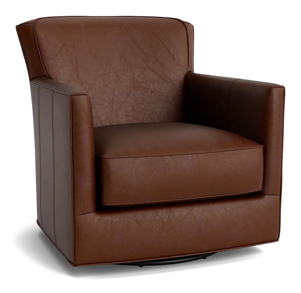 Bassett Furniture 1745-05L New American Living Leather Thin Track Arm Swivel Chair Bassett Furniture 1745-05L New American Living Leather Thin Track Arm Swivel Chair