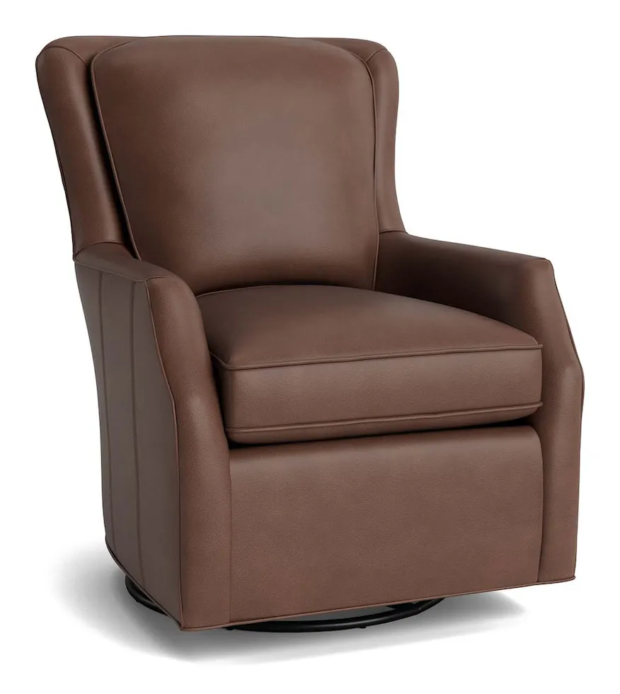Bassett Furniture 1951-05L Kent Leather Slope Arm Swivel Chair Bassett Furniture 1951-05L Kent Leather Slope Arm Swivel Chair