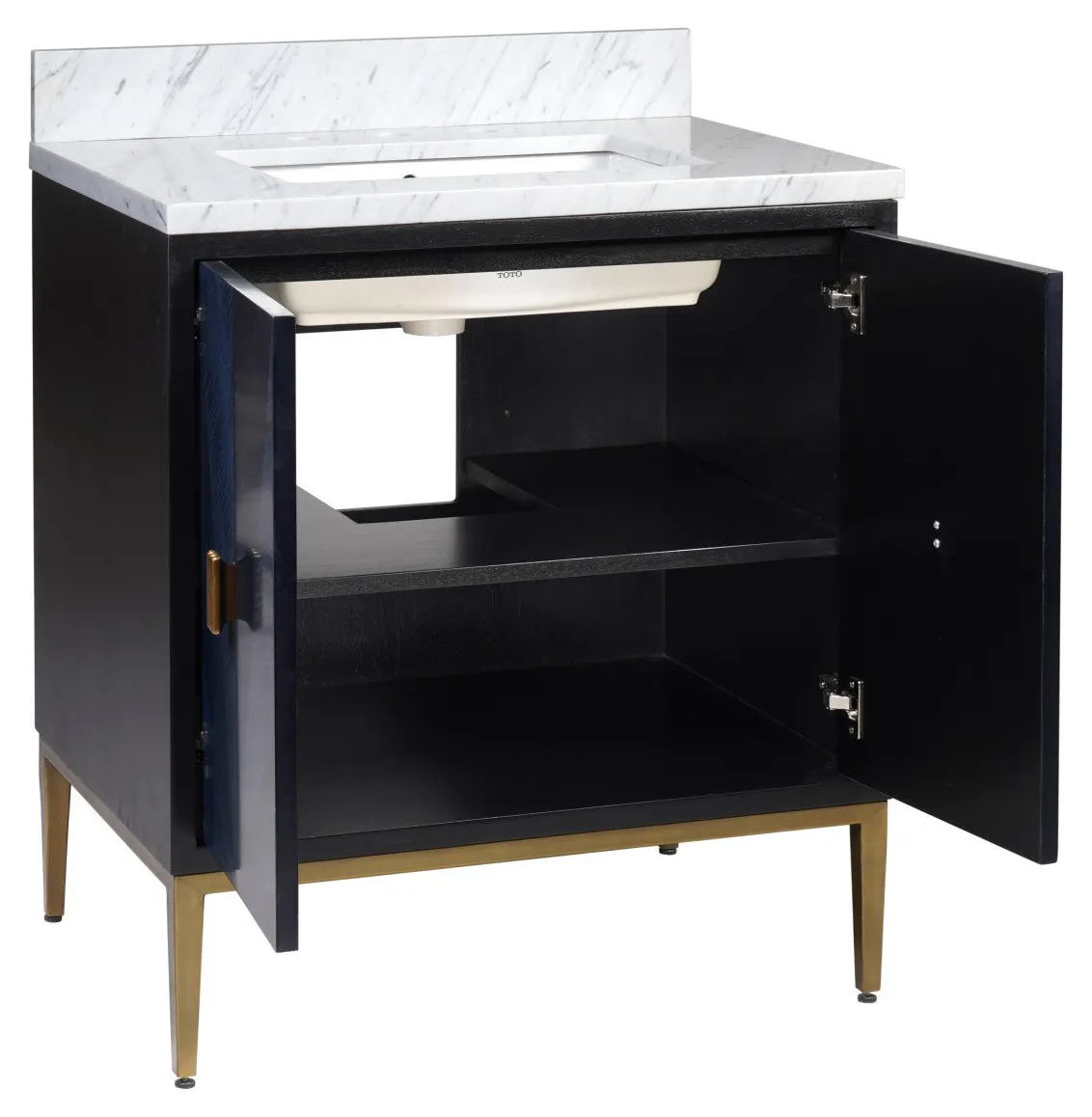 Currey and Company 3800-0008 Kallista 30 inch Blue Vanity with Rectangular Undermount Sink Currey and Company 3800-0008 Kallista 30 inch Blue Vanity with Rectangular Undermount Sink