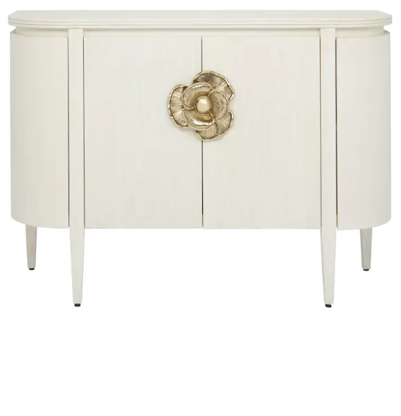 Currey and Company 3000-0201 Briallen White Demi-Lune Cabinet Currey and Company 3000-0201 Briallen White Demi-Lune Cabinet