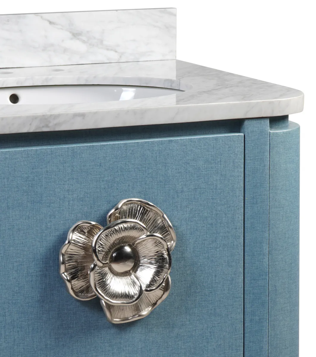 Currey and Company 3800-0005 Briallen 30 inch Blue Linen Vanity with Oval Undermount Sink Currey and Company 3800-0005 Briallen 30 inch Blue Linen Vanity with Oval Undermount Sink