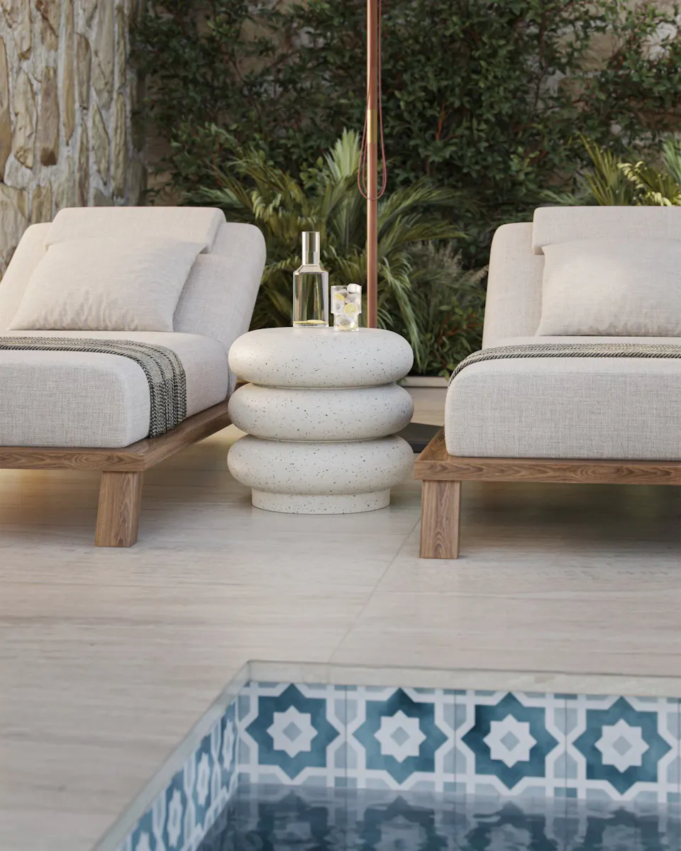Currey and Company 2000-0044 Cusani Ivory Terrazzo Stool Currey and Company 2000-0044 Cusani Ivory Terrazzo Stool