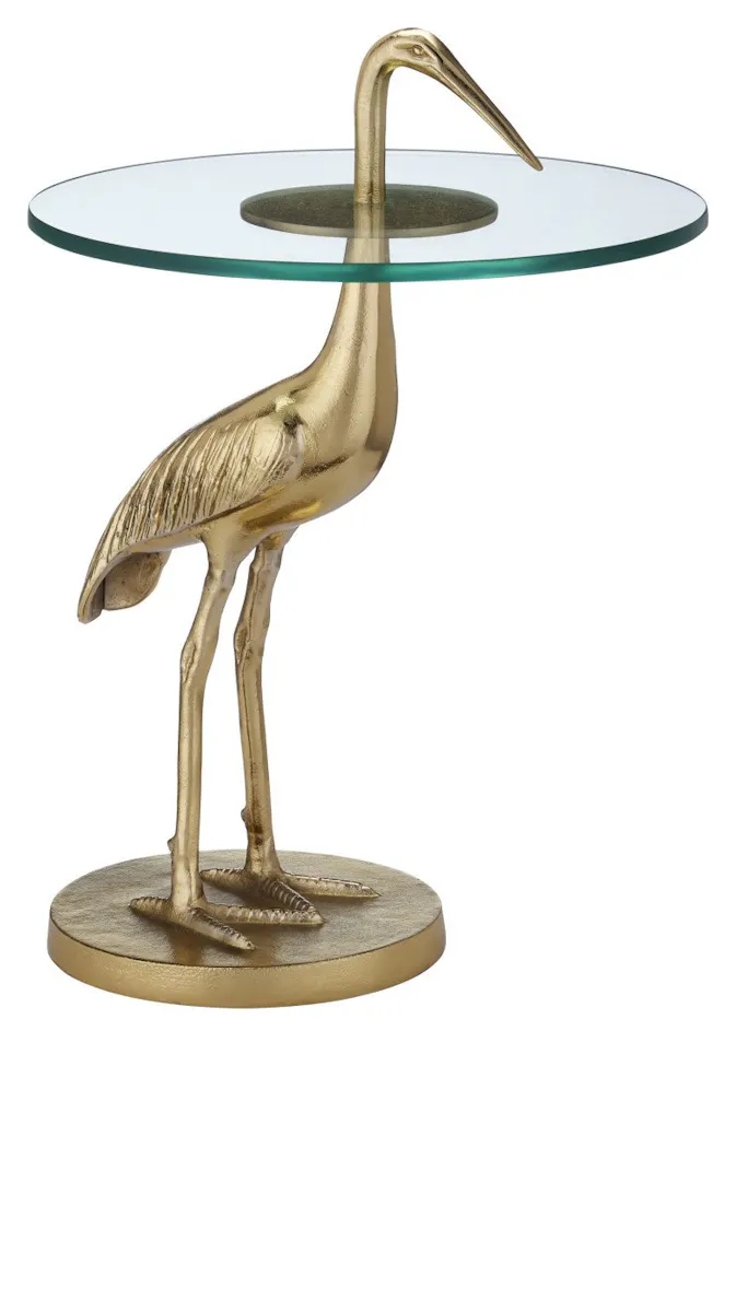 Currey and Company 4000-0194 Crane Brass Accent Table Currey and Company 4000-0194 Crane Brass Accent Table