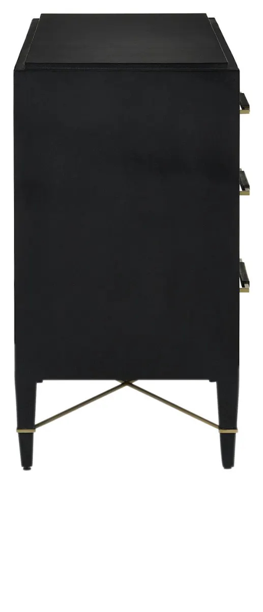 Currey and Company 3000-0250 Verona Black Three-Drawer Chest Currey and Company 3000-0250 Verona Black Three-Drawer Chest