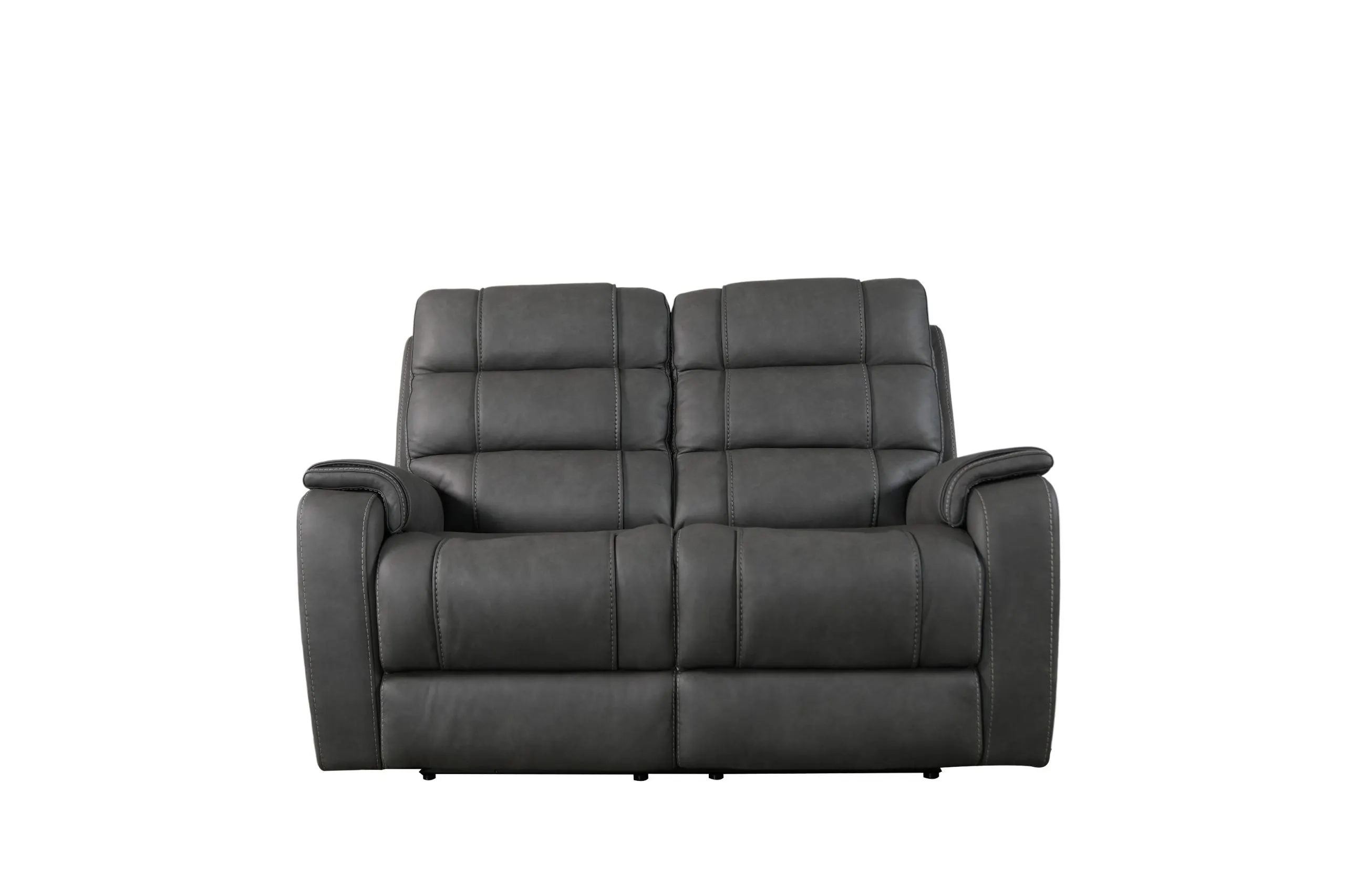 Bassett Club Level 3732-P42G Wendell Power Motion Loveseat Gunmetal Leather