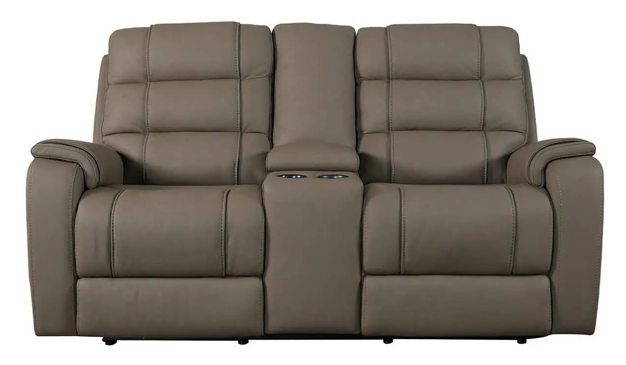 Bassett Club Level 3732-PC42D Wendell Power Motion Loveseat Console Dust Leather