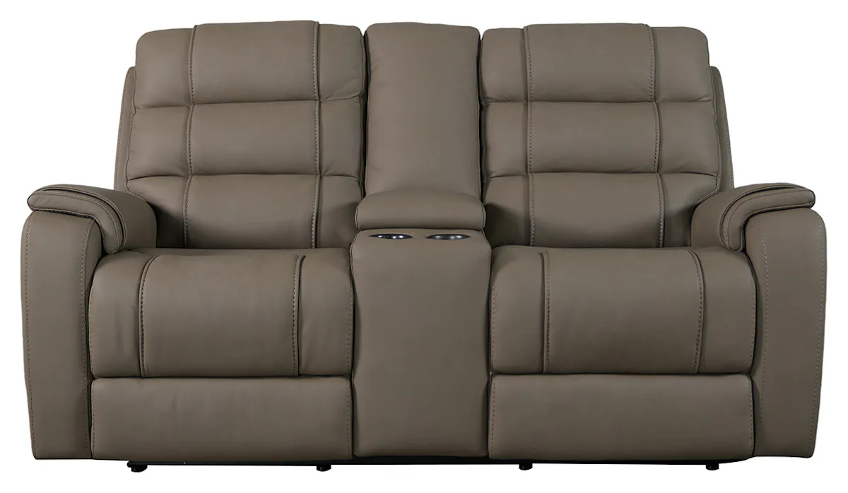 Bassett Club Level 3732-PC42D Wendell Power Motion Loveseat Console Dust Leather Bassett Club Level 3732-PC42D Wendell Power Motion Loveseat Console Dust Leather