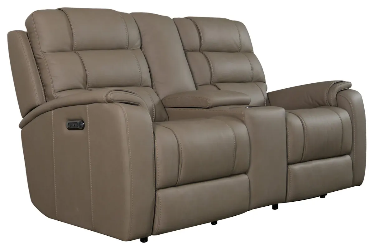Bassett Club Level 3732-PC42D Wendell Power Motion Loveseat Console Dust Leather Bassett Club Level 3732-PC42D Wendell Power Motion Loveseat Console Dust Leather