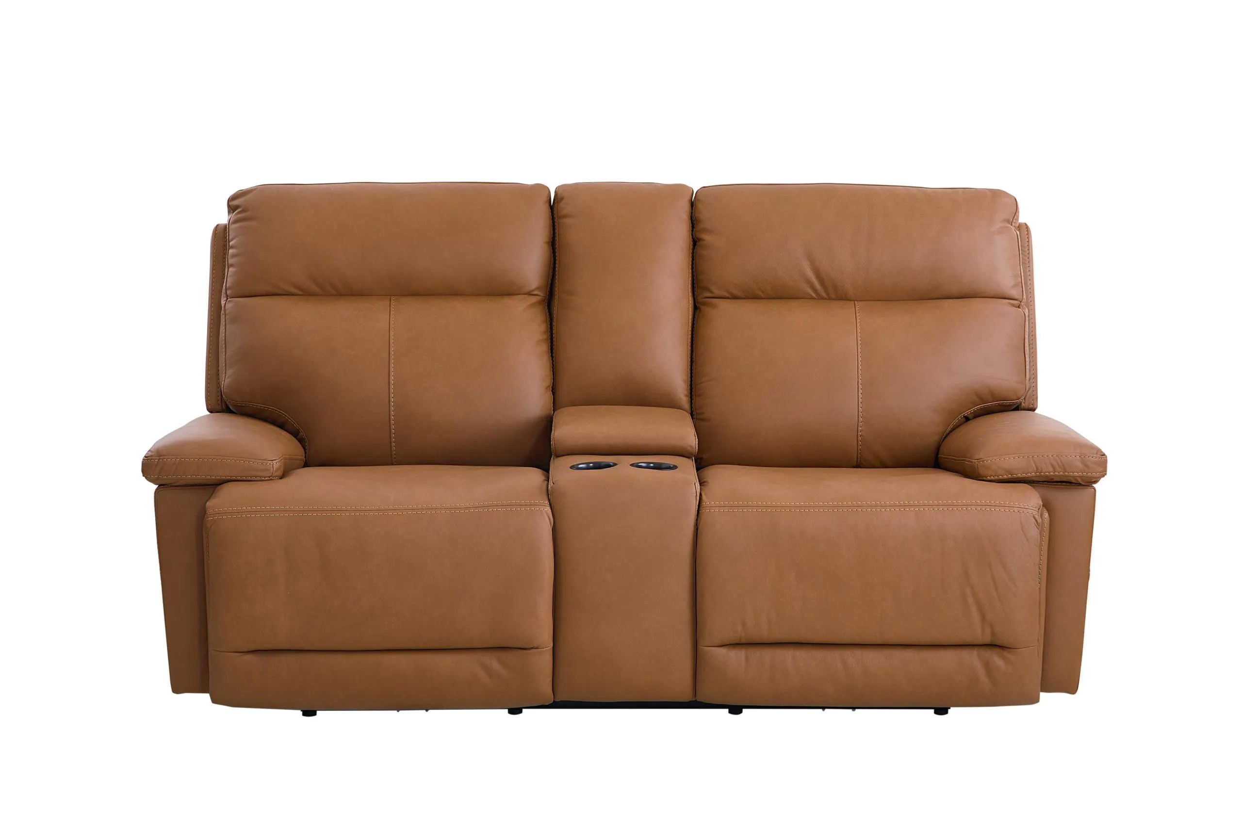 Bassett Club Level 3733-PC42A Fletcher Power Motion Loveseat Console Antelope Leather