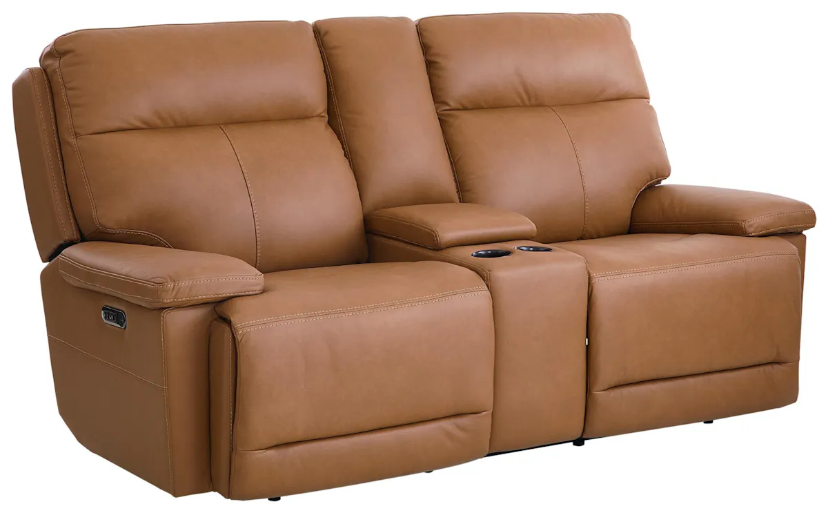 Bassett Club Level 3733-PC42A Fletcher Power Motion Loveseat Console Antelope Leather Bassett Club Level 3733-PC42A Fletcher Power Motion Loveseat Console Antelope Leather