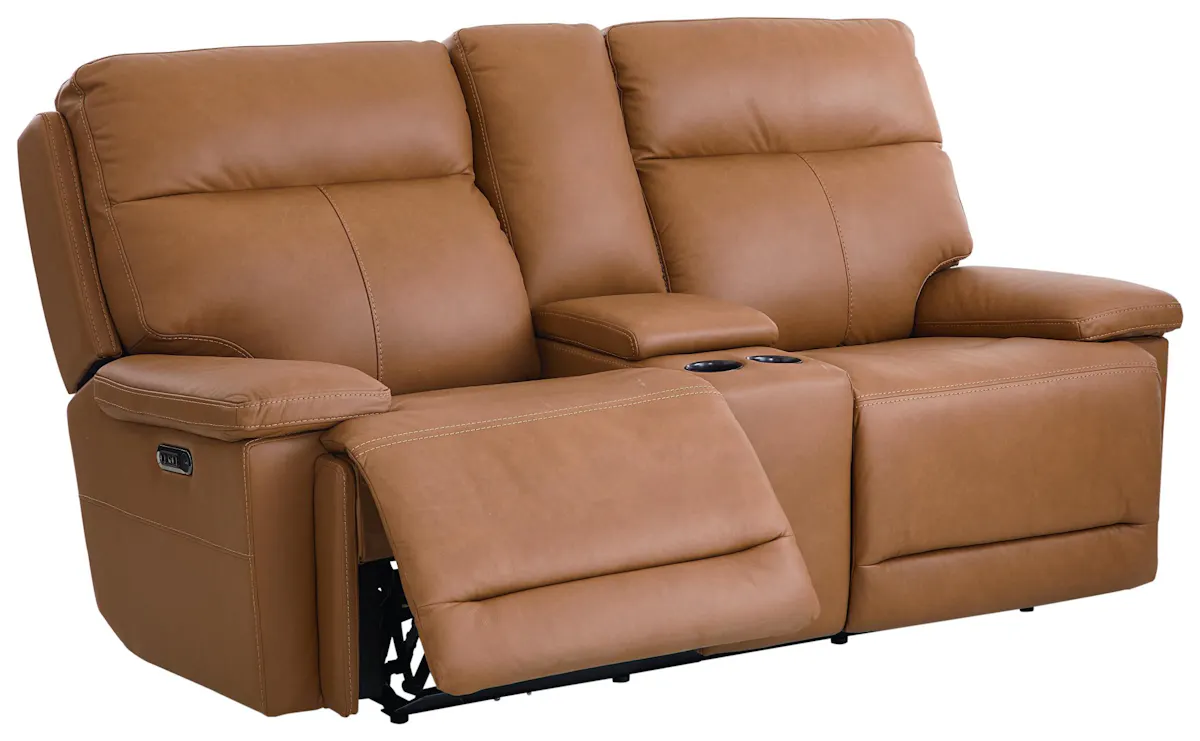 Bassett Club Level 3733-PC42A Fletcher Power Motion Loveseat Console Antelope Leather Bassett Club Level 3733-PC42A Fletcher Power Motion Loveseat Console Antelope Leather