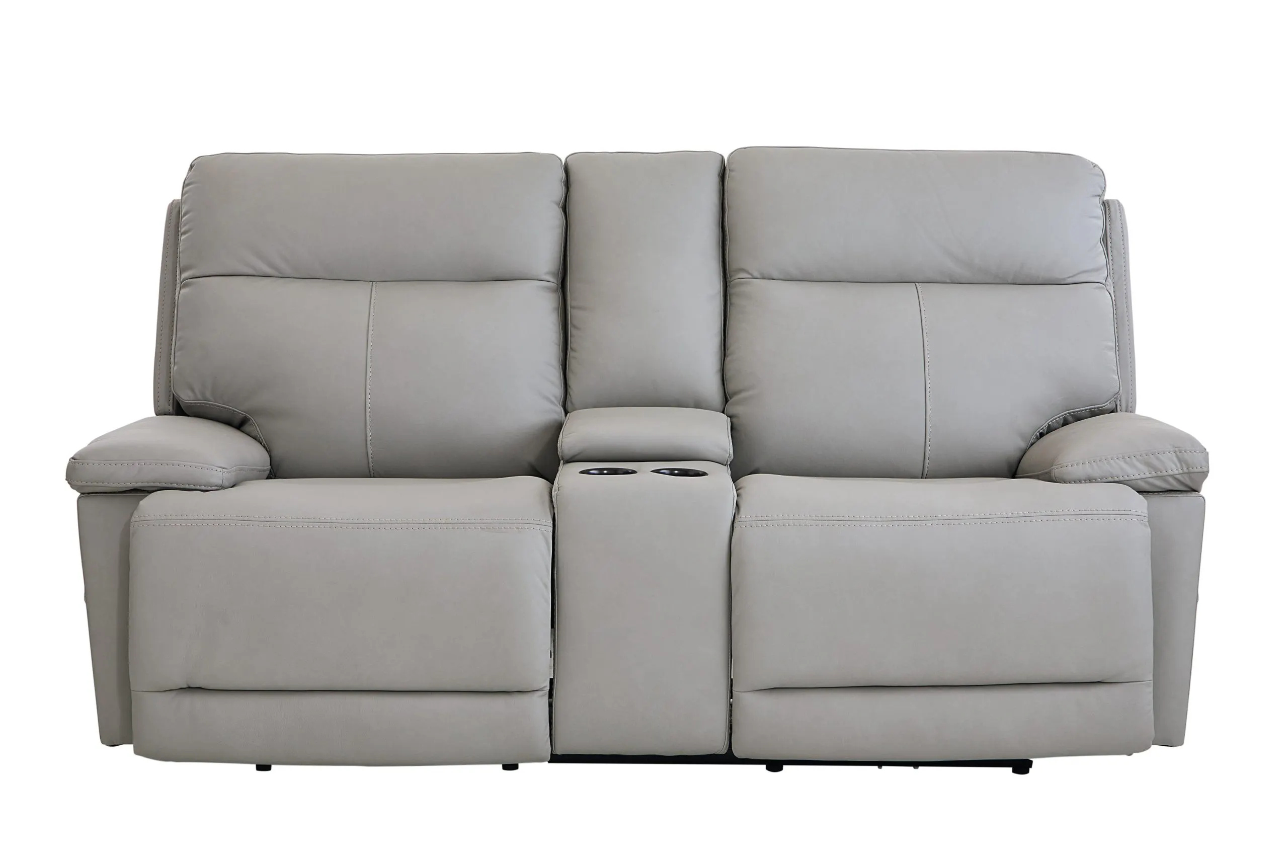 Bassett Club Level 3733-PC42G Fletcher Power Motion Loveseat Console Gray Leather