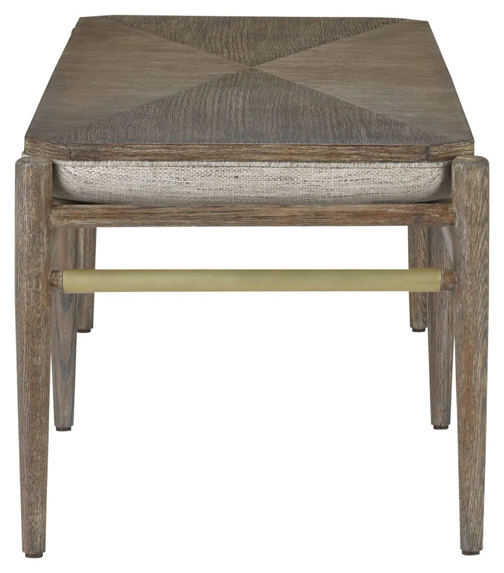 Currey and Company 7000-0302 Visby Light Pepper Bench Calcutta Linen Currey and Company 7000-0302 Visby Light Pepper Bench Calcutta Linen