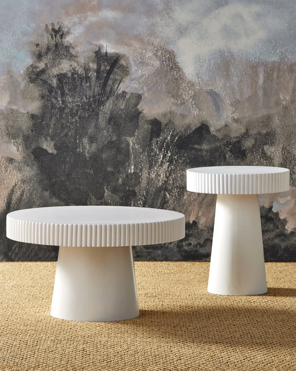 Currey and Company 2000-0042 Harlow White Concrete Cocktail Table Currey and Company 2000-0042 Harlow White Concrete Cocktail Table