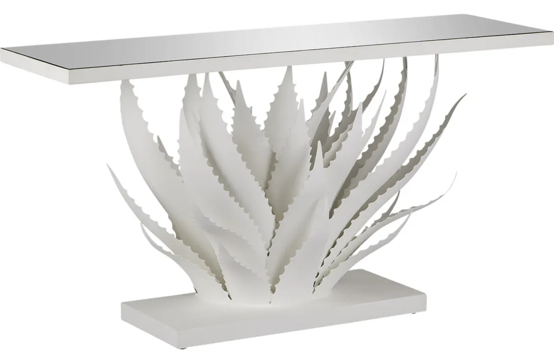 Currey and Company 4000-0168 Agave White Console Table Currey and Company 4000-0168 Agave White Console Table