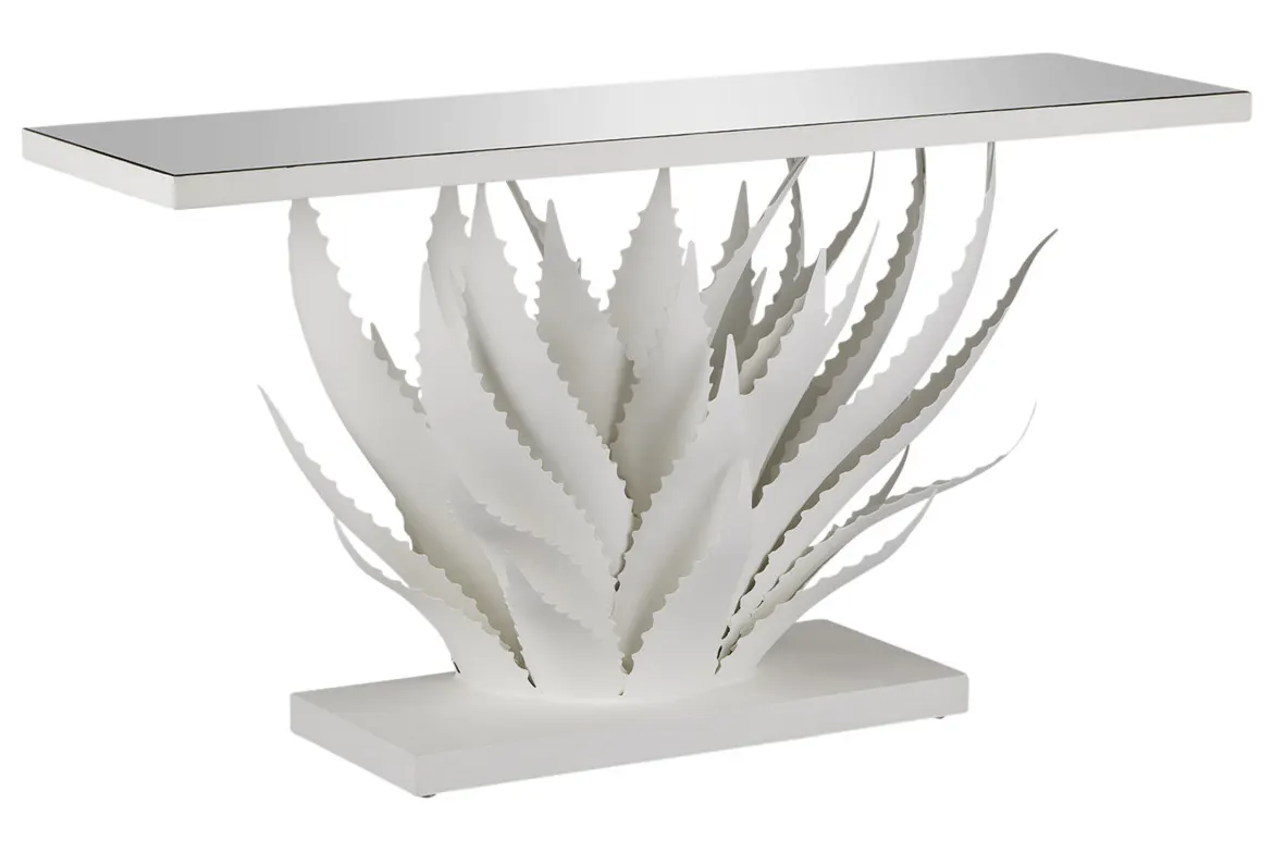 Currey and Company 4000-0168 Agave White Console Table Currey and Company 4000-0168 Agave White Console Table