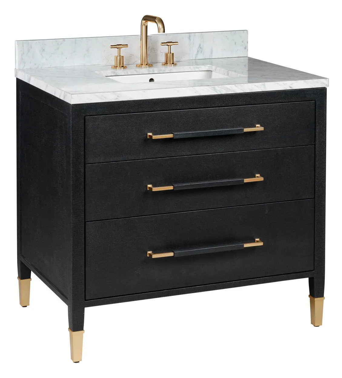 Currey and Company 3800-0006 Verona 36 inch Black Linen Vanity with Rectangular Undermount Sink Currey and Company 3800-0006 Verona 36 inch Black Linen Vanity with Rectangular Undermount Sink