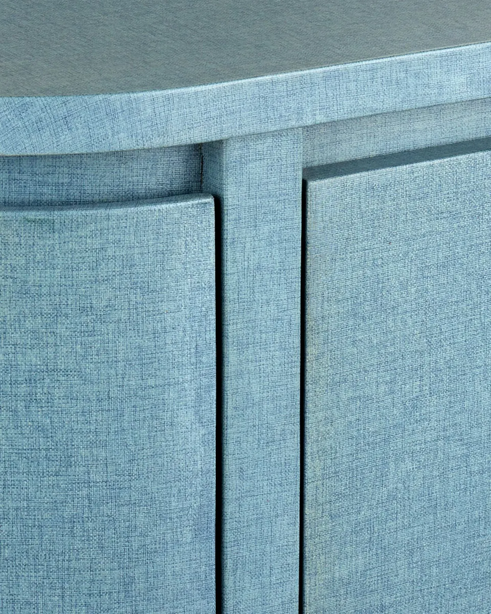 Currey and Company 3000-0280 Briallen Blue Demi-Lune Cabinet Currey and Company 3000-0280 Briallen Blue Demi-Lune Cabinet
