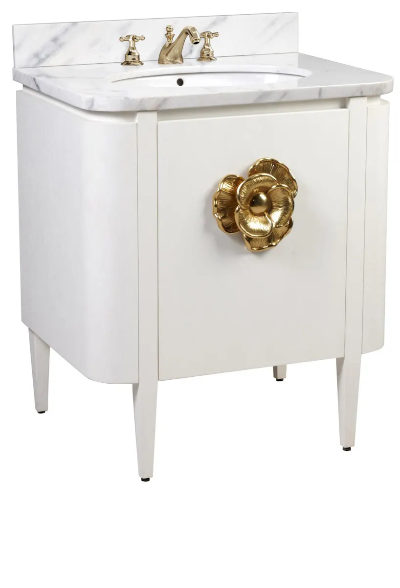Currey and Company 3800-0004 Briallen 30 inch White Vanity with Oval Undermount Sink Currey and Company 3800-0004 Briallen 30 inch White Vanity with Oval Undermount Sink
