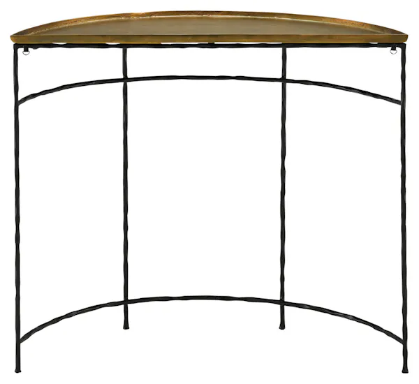 Currey and Company 4000-0053 Boyles Brass Demi-Lune Table Currey and Company 4000-0053 Boyles Brass Demi-Lune Table