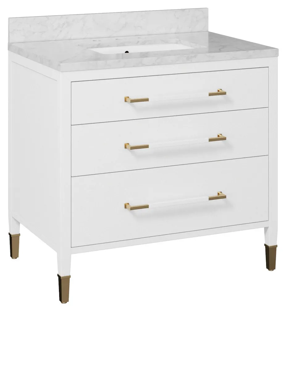 Currey and Company 3800-0007 Verona 36 inch White Vanity with Rectangular Undermount Sink Currey and Company 3800-0007 Verona 36 inch White Vanity with Rectangular Undermount Sink
