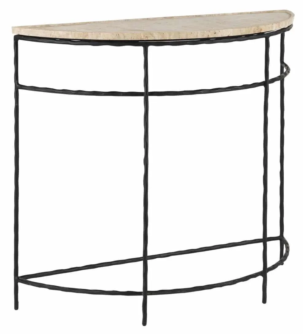 Currey and Company 4000-0138 Boyles Travertine Demi-Lune Table