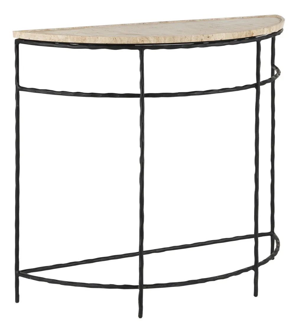 Currey and Company 4000-0138 Boyles Travertine Demi-Lune Table Currey and Company 4000-0138 Boyles Travertine Demi-Lune Table