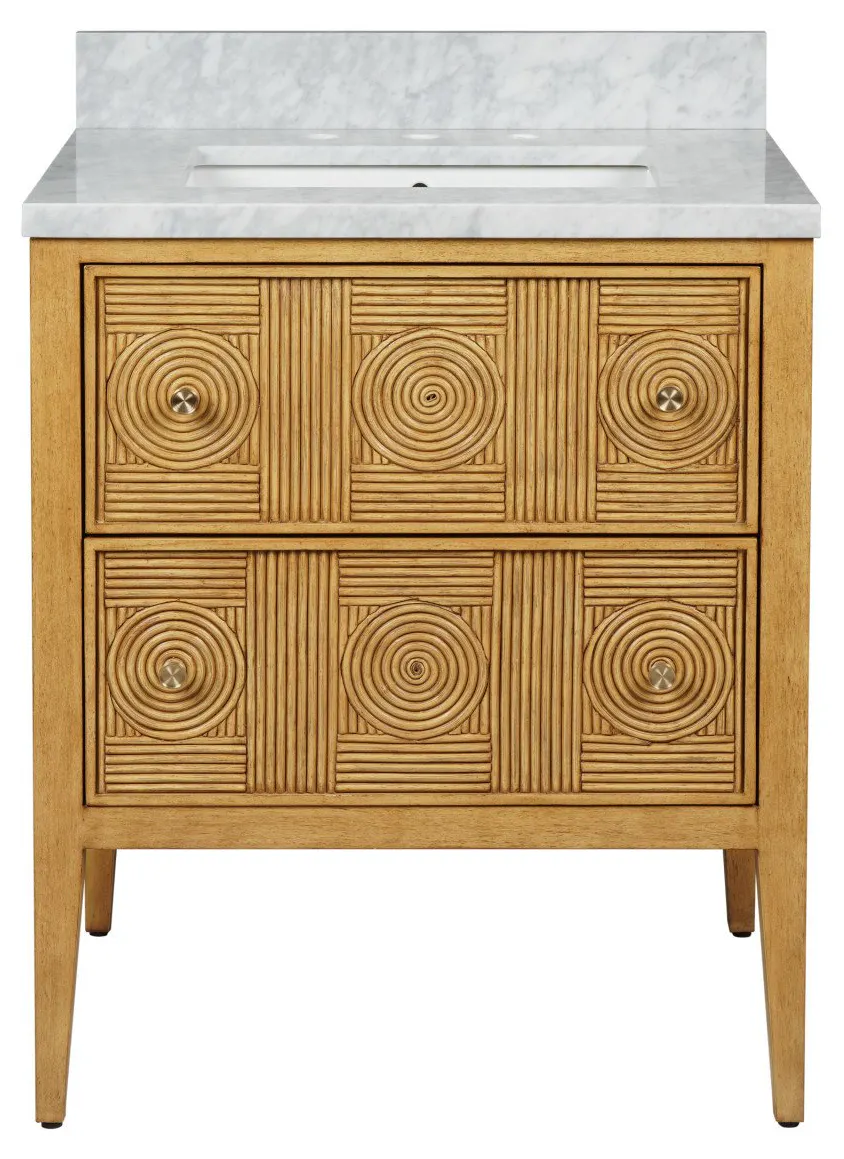 Currey and Company 3800-0010 Santos 28 inch Sea Sand Vanity with Rectangular Undermount Sink Currey and Company 3800-0010 Santos 28 inch Sea Sand Vanity with Rectangular Undermount Sink