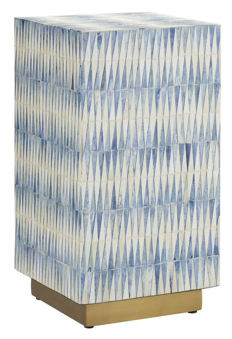 Currey and Company 3000-0253 Nadene Blue and White Accent Table