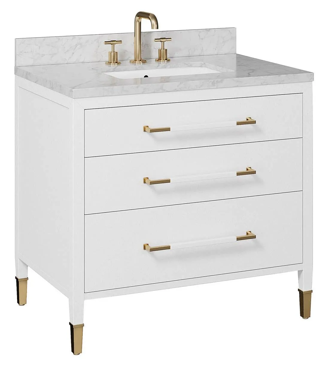 Currey and Company 3800-0007 Verona 36 inch White Vanity with Rectangular Undermount Sink