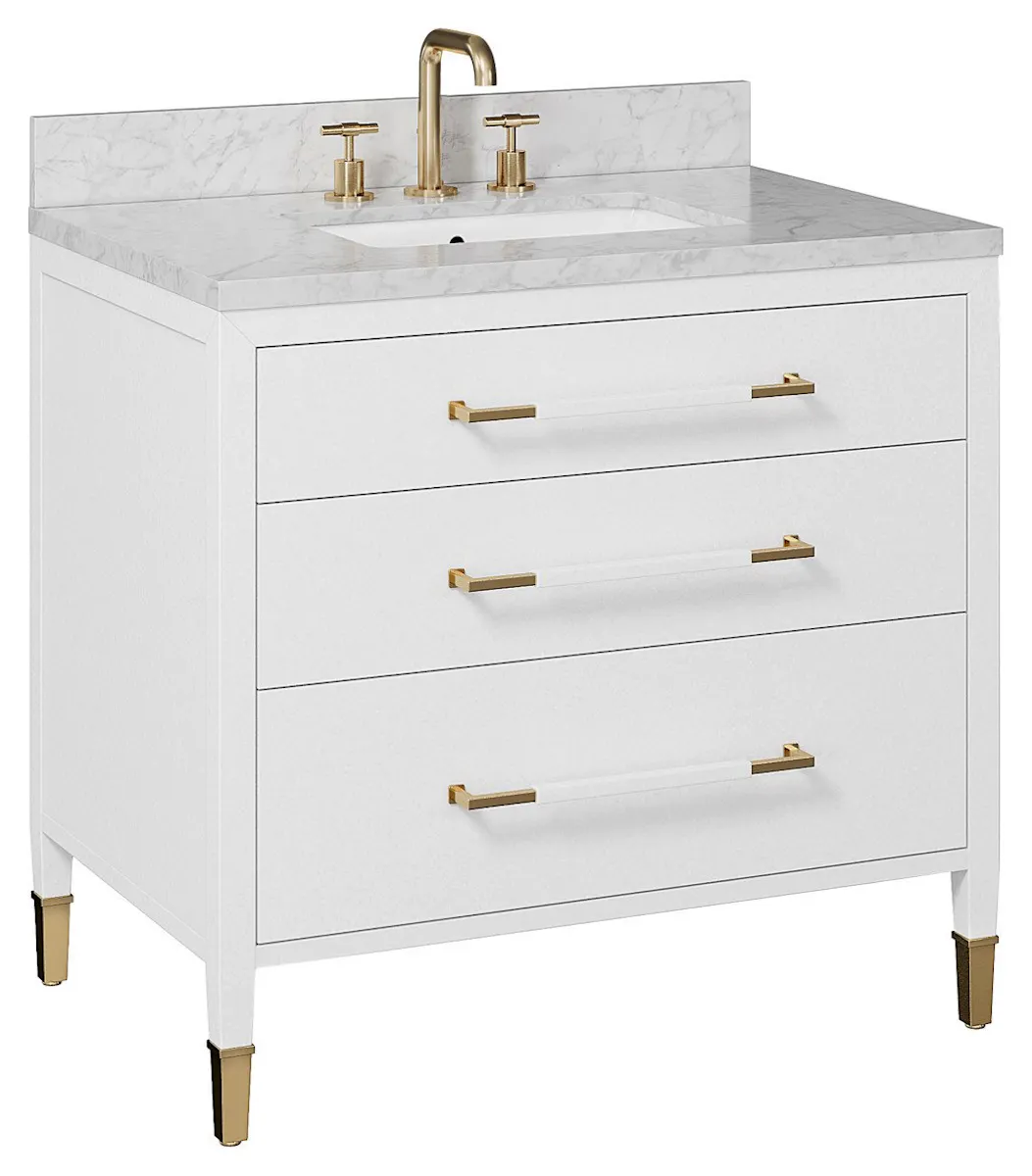 Currey and Company 3800-0007 Verona 36 inch White Vanity with Rectangular Undermount Sink Currey and Company 3800-0007 Verona 36 inch White Vanity with Rectangular Undermount Sink
