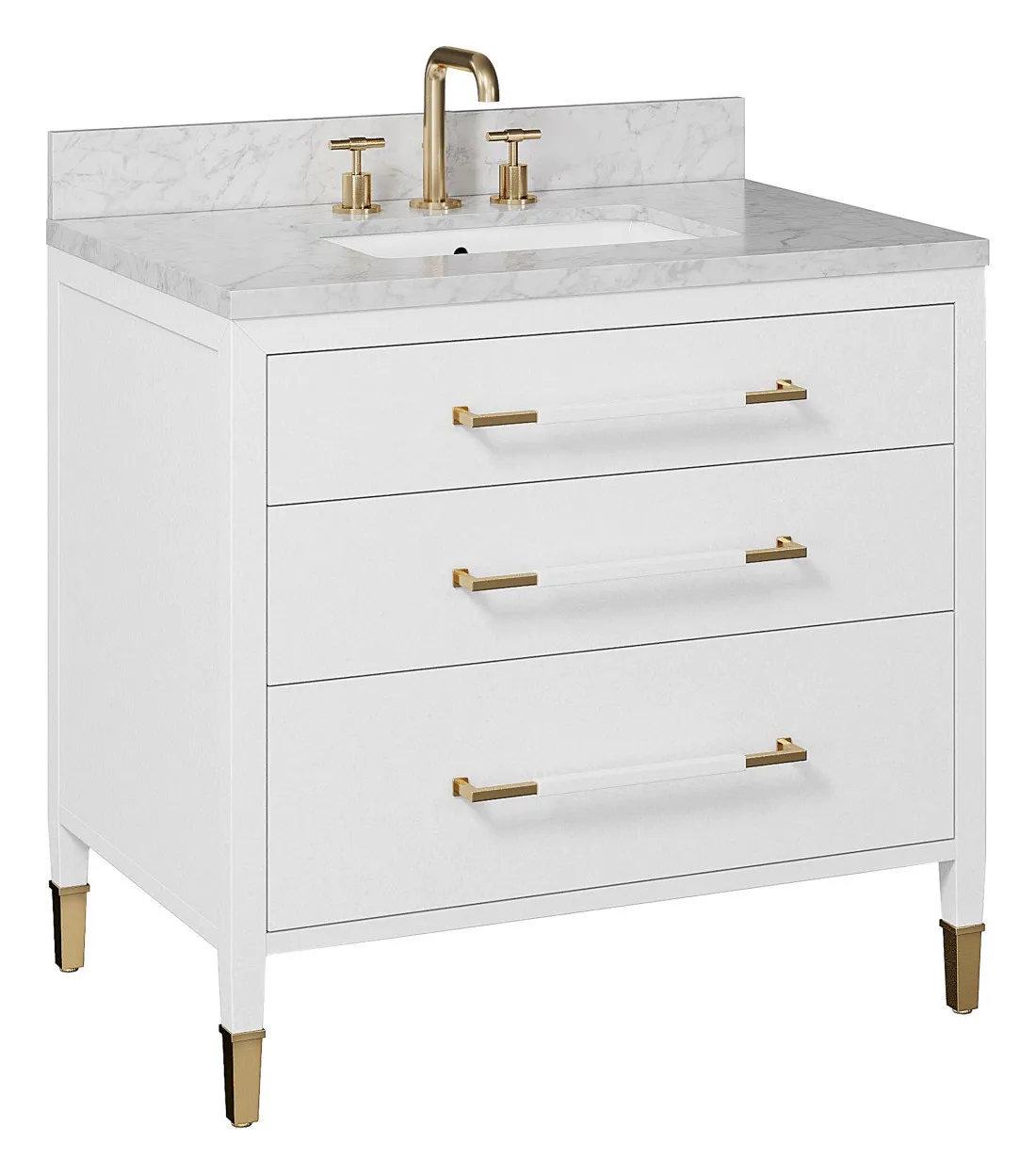 Currey and Company 3800-0007 Verona 36 inch White Vanity with Rectangular Undermount Sink Currey and Company 3800-0007 Verona 36 inch White Vanity with Rectangular Undermount Sink