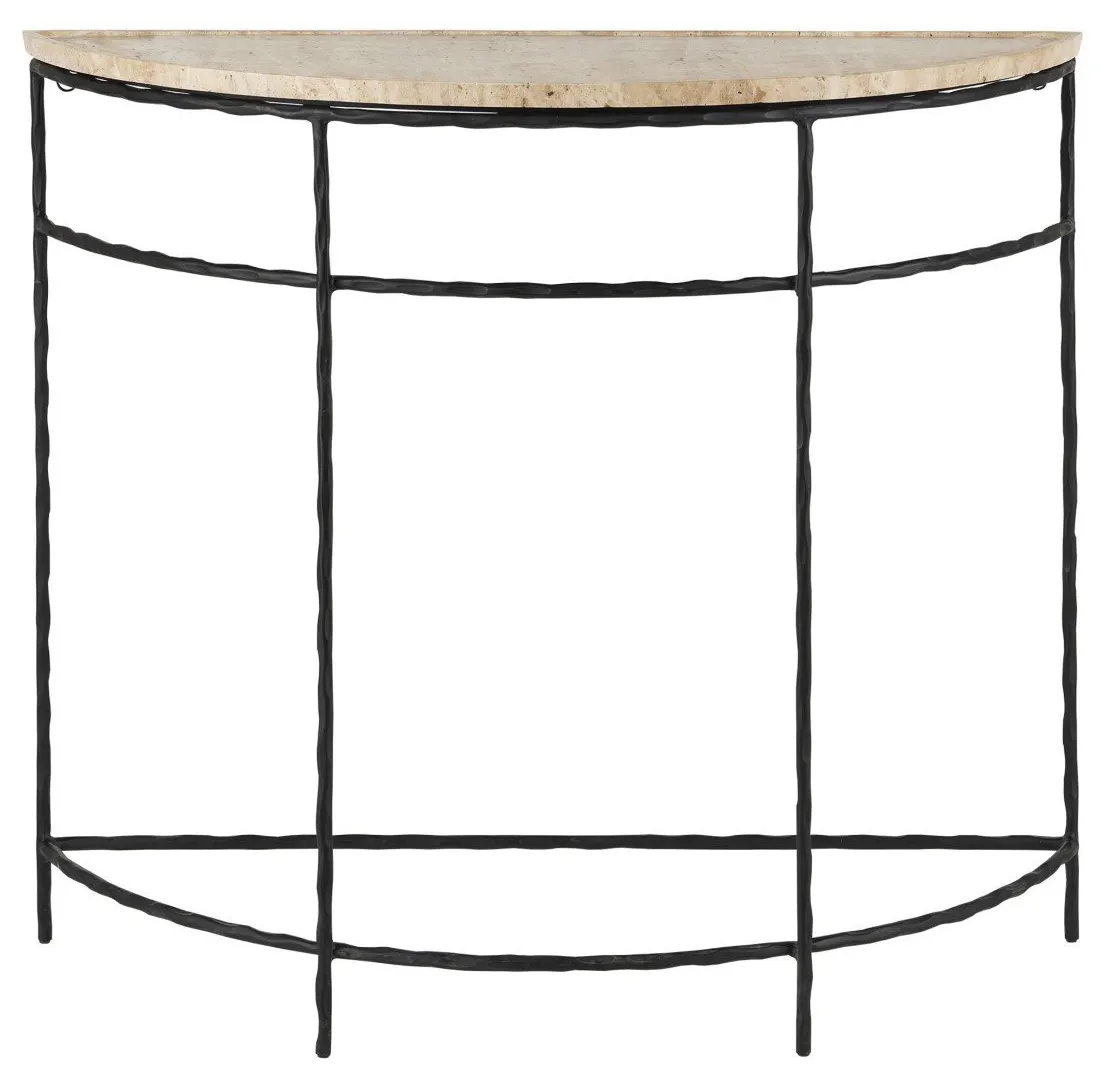 Currey and Company 4000-0138 Boyles Travertine Demi-Lune Table Currey and Company 4000-0138 Boyles Travertine Demi-Lune Table