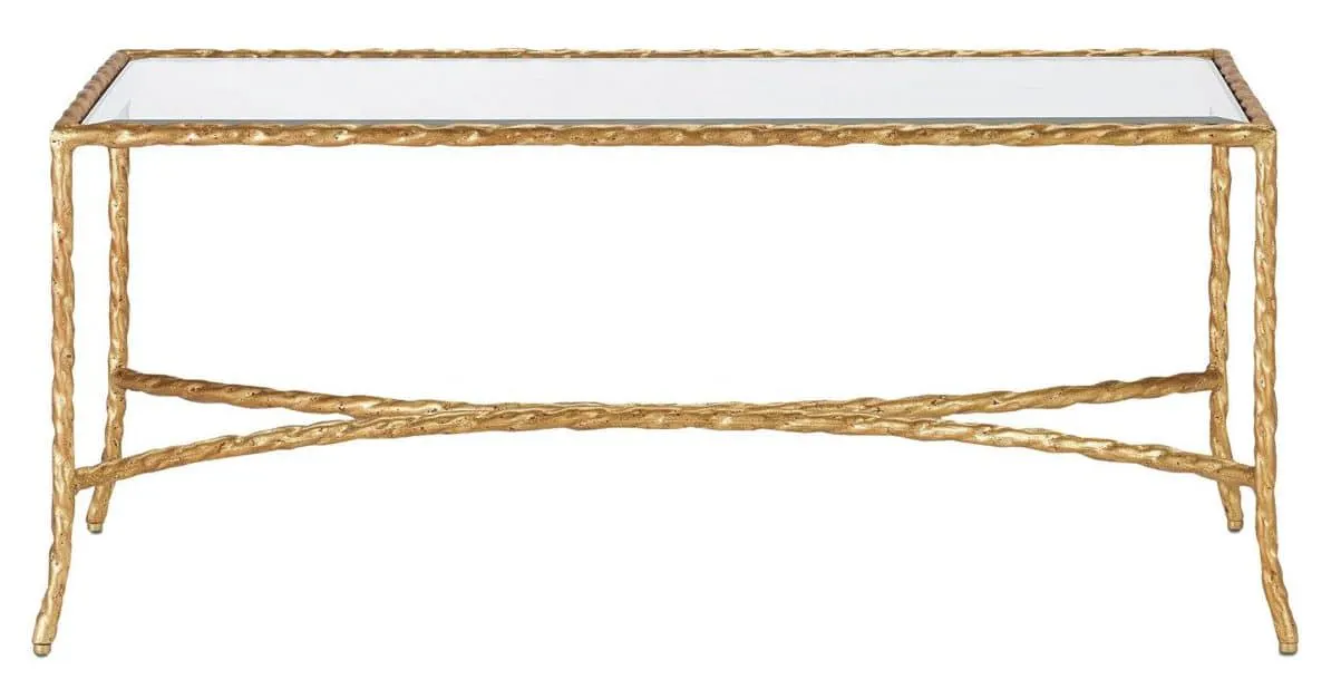 Currey and Company 4057 Gilt Twist Bronze Cocktail Table