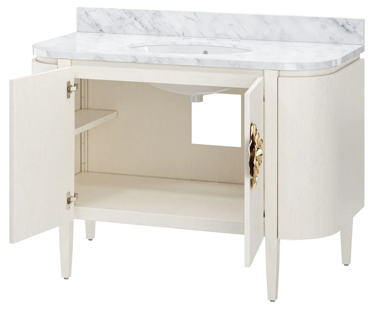 Currey and Company 3800-0002 Briallen 48 inch White Vanity with Oval Undermount Sink Currey and Company 3800-0002 Briallen 48 inch White Vanity with Oval Undermount Sink