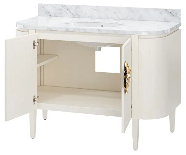 Currey and Company 3800-0002 Briallen 48 inch White Vanity with Oval Undermount Sink Currey and Company 3800-0002 Briallen 48 inch White Vanity with Oval Undermount Sink
