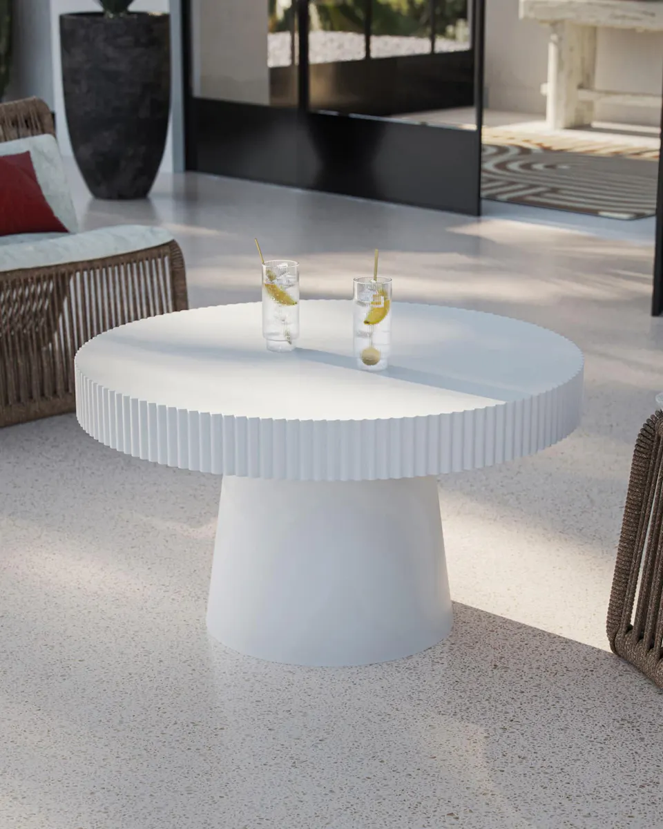 Currey and Company 2000-0042 Harlow White Concrete Cocktail Table Currey and Company 2000-0042 Harlow White Concrete Cocktail Table