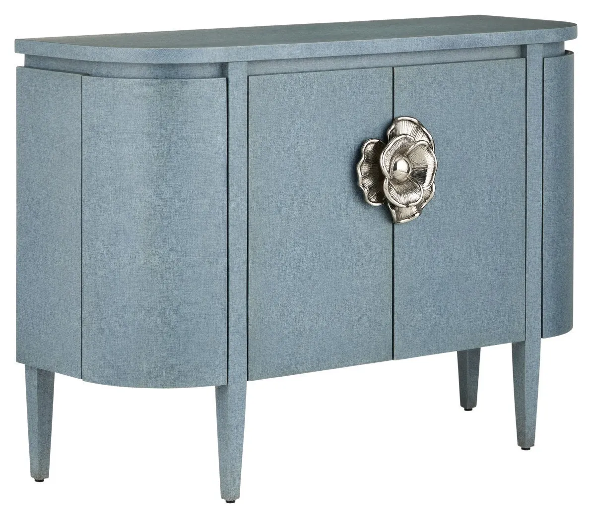 Currey and Company 3000-0280 Briallen Blue Demi-Lune Cabinet Currey and Company 3000-0280 Briallen Blue Demi-Lune Cabinet