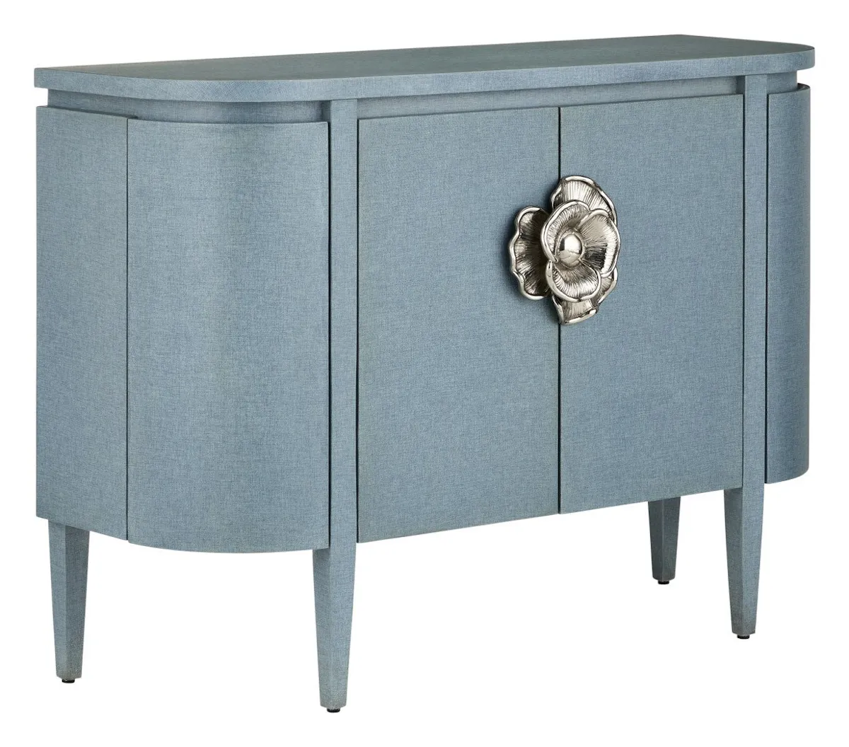 Currey and Company 3000-0280 Briallen Blue Demi-Lune Cabinet Currey and Company 3000-0280 Briallen Blue Demi-Lune Cabinet