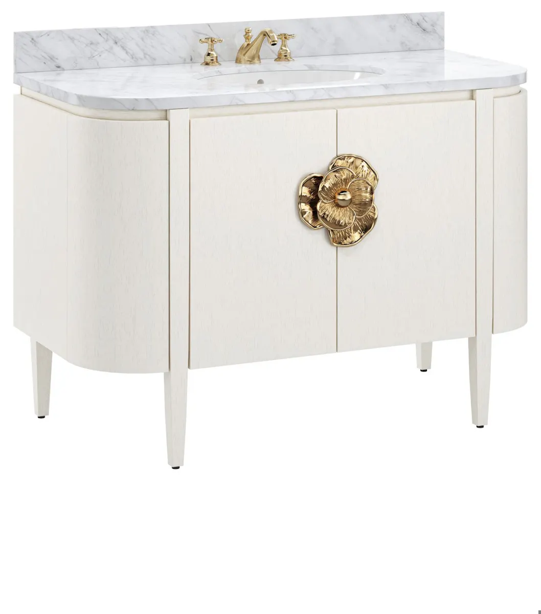 Currey and Company 3800-0002 Briallen 48 inch White Vanity with Oval Undermount Sink Currey and Company 3800-0002 Briallen 48 inch White Vanity with Oval Undermount Sink