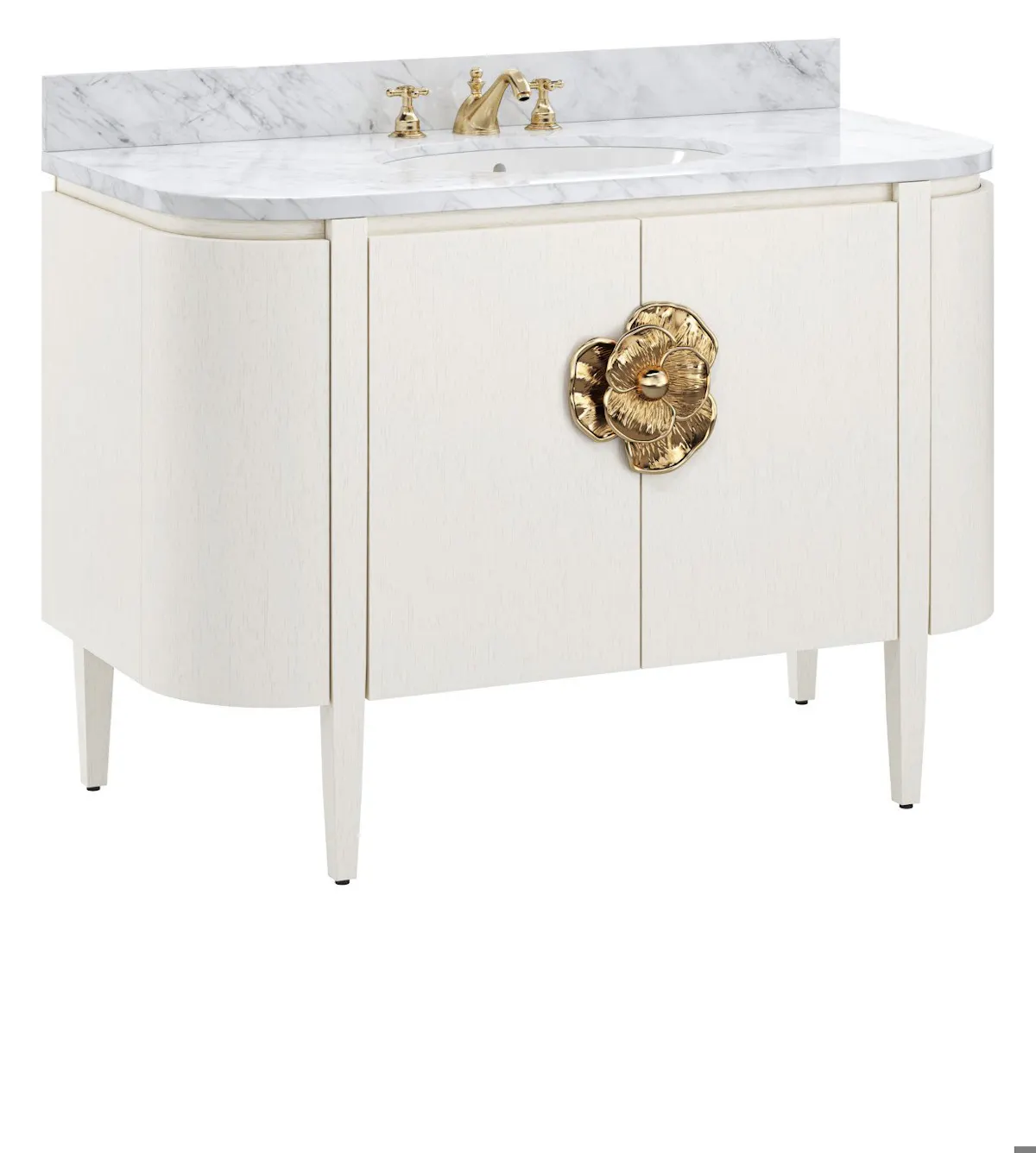 Currey and Company 3800-0002 Briallen 48 inch White Vanity with Oval Undermount Sink Currey and Company 3800-0002 Briallen 48 inch White Vanity with Oval Undermount Sink