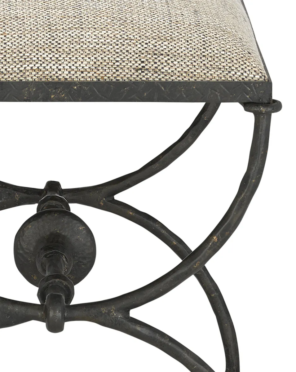 Currey and Company 7000-0992 Agora Bronze Ottoman Calcutta Peppercorn Currey and Company 7000-0992 Agora Bronze Ottoman Calcutta Peppercorn