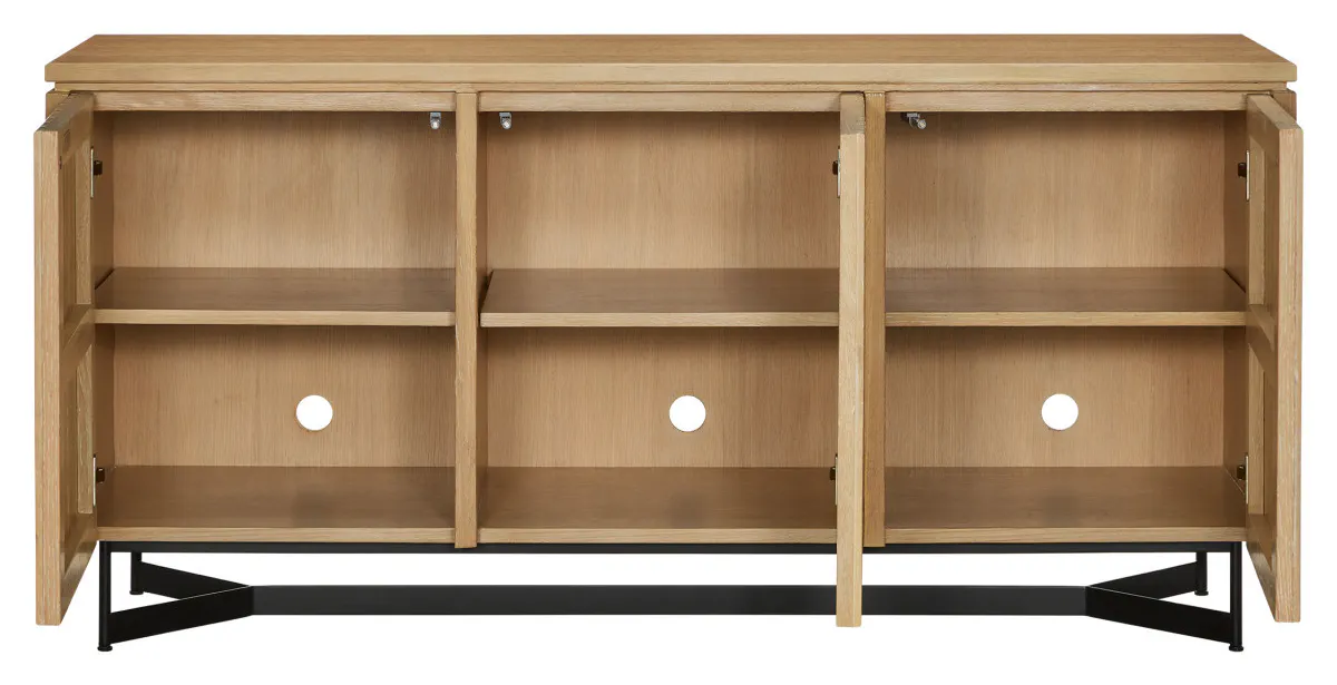 Currey and Company 3000-0294 Indeo Washed Oak Credenza Currey and Company 3000-0294 Indeo Washed Oak Credenza