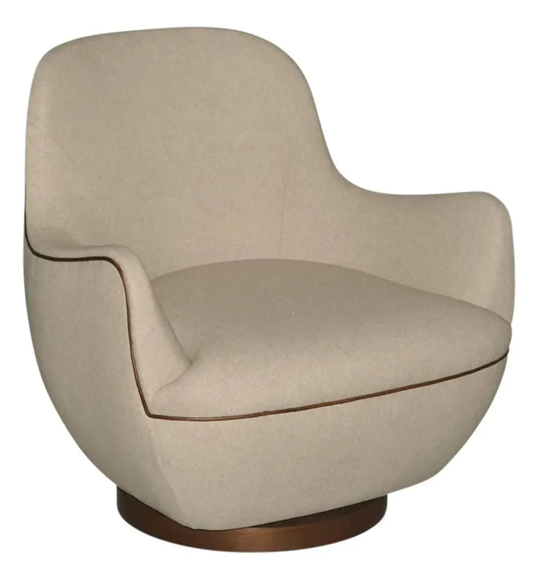 Currey and Company 7000-0572 Brene Walnut Swivel Armchair Felton Oatmeal