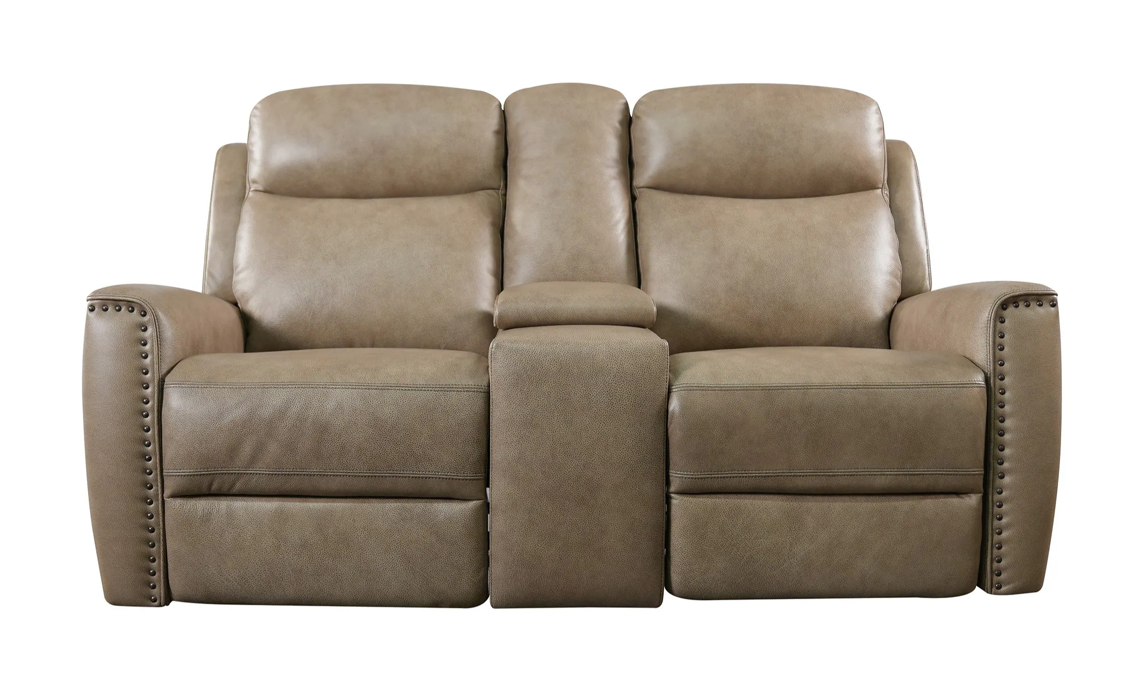 Bassett Club Level 3793-PC42W Douglas Power Motion Loveseat Console Wheat Leather