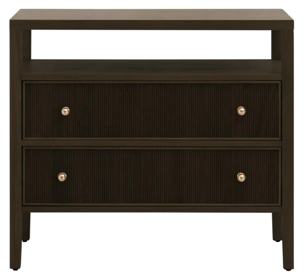Essentials For Living 5257.DB-OAK Highland Open Shelf 2 Drawer Nightstand