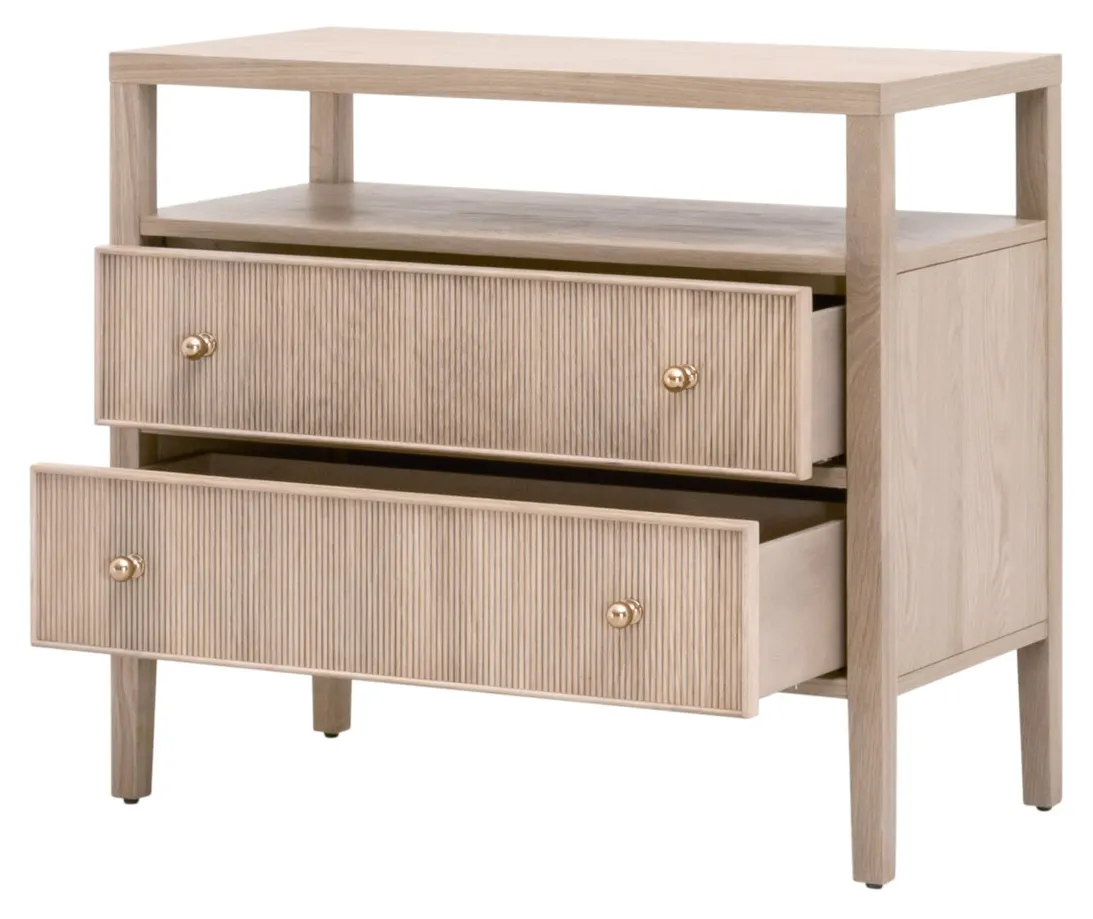 Essentials For Living 5257.NAT-OAK Highland Open Shelf 2 Drawer Nightstand Essentials For Living 5257.NAT-OAK Highland Open Shelf 2 Drawer Nightstand